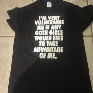 Black Graphic Tee with Bold White Text